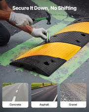 1000MM Rubber Speed Bump, 2 Pack, 2 Channel Heavy Duty Traffic Speed Hump, 9,979 kg/Axle Load Capacity, Cable V952-JSDDLBHPDDK2SDET4001V0