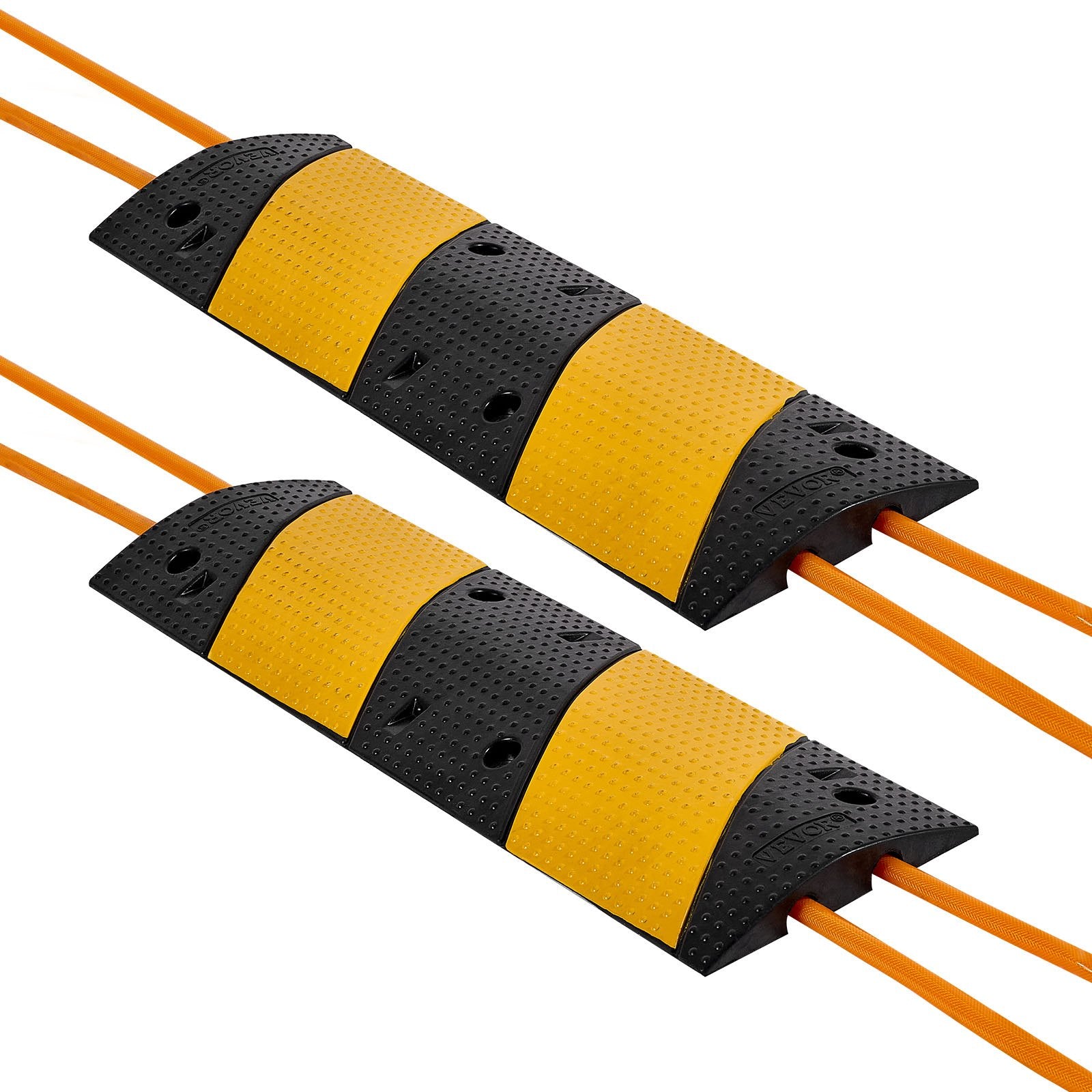 1000MM Rubber Speed Bump, 2 Pack, 2 Channel Heavy Duty Traffic Speed Hump, 9,979 kg/Axle Load Capacity, Cable V952-JSDDLBHPDDK2SDET4001V0