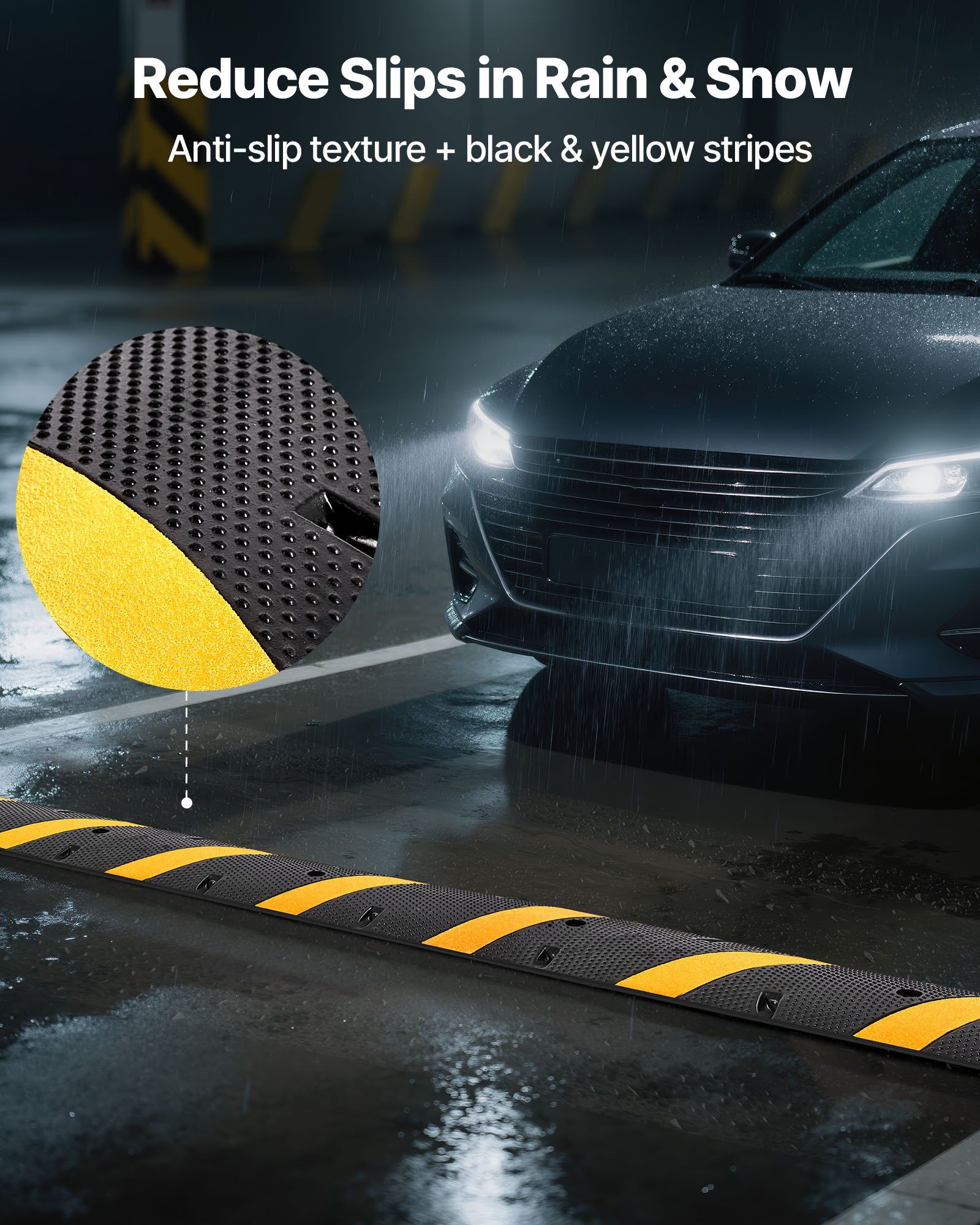 1830MM Rubber Speed Bump, 2 Channel, Heavy Duty Traffic Speed Hump, 9,979 kg/axle Load Capacity, Cable V952-JSDDLBHPDZK1UBYXX001V0