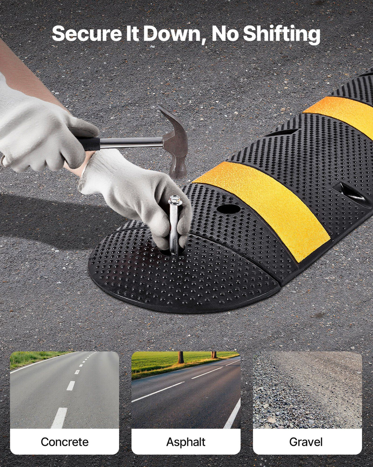 1830MM Rubber Speed Bump, 2 Channel, Heavy Duty Traffic Speed Hump, 9,979 kg/axle Load Capacity, Cable V952-JSDDLBHPDZK1UBYXX001V0