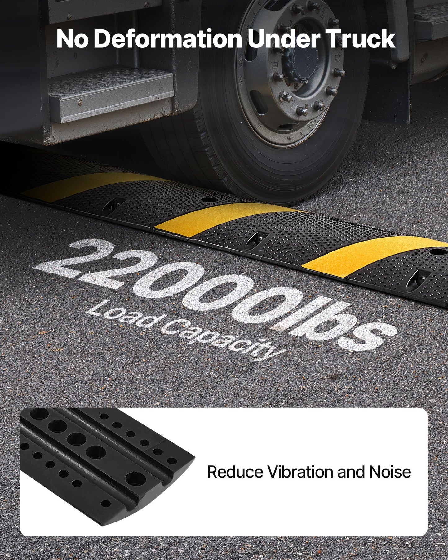 1830MM Rubber Speed Bump, 2 Pack, 2 Channel Heavy Duty Traffic Speed Hump, 9,979 kg/Axle Load Capacity, Cable V952-JSDDLBHPDZK2UP77S001V0