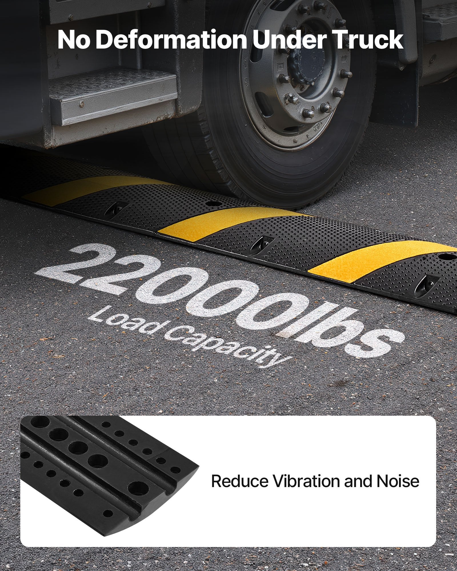 1830MM Rubber Speed Bump, 2 Pack, 2 Channel Heavy Duty Traffic Speed Hump, 9,979 kg/Axle Load Capacity, Cable V952-JSDDLBHPDZK2UP77S001V0