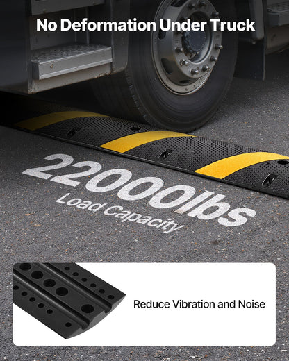 1830MM Rubber Speed Bump, 2 Pack, 2 Channel Heavy Duty Traffic Speed Hump, 9,979 kg/Axle Load Capacity, Cable V952-JSDDLBHPDZK2UP77S001V0
