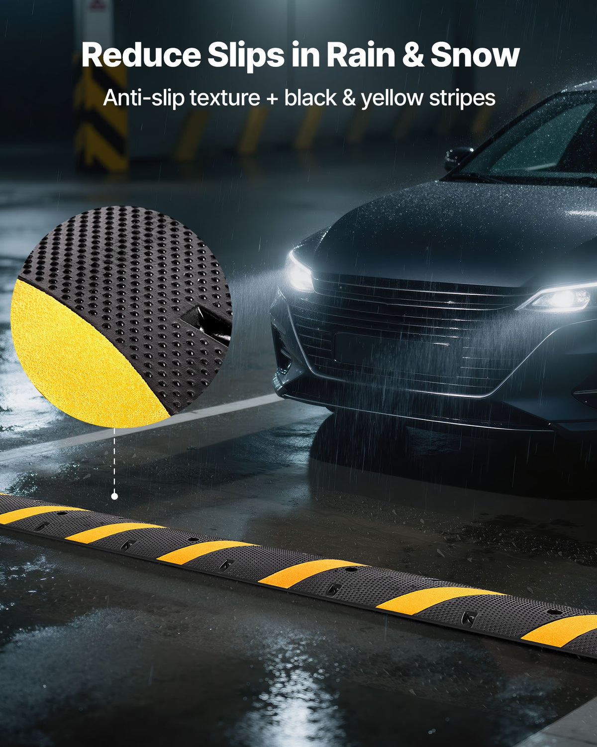 1830MM Rubber Speed Bump, 2 Pack, 2 Channel Heavy Duty Traffic Speed Hump, 9,979 kg/Axle Load Capacity, Cable V952-JSDDLBHPDZK2UP77S001V0
