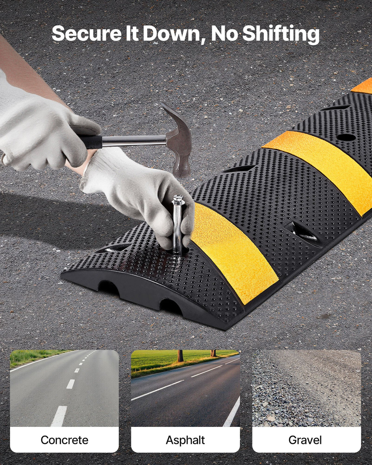1830MM Rubber Speed Bump, 2 Pack, 2 Channel Heavy Duty Traffic Speed Hump, 9,979 kg/Axle Load Capacity, Cable V952-JSDDLBHPDZK2UP77S001V0