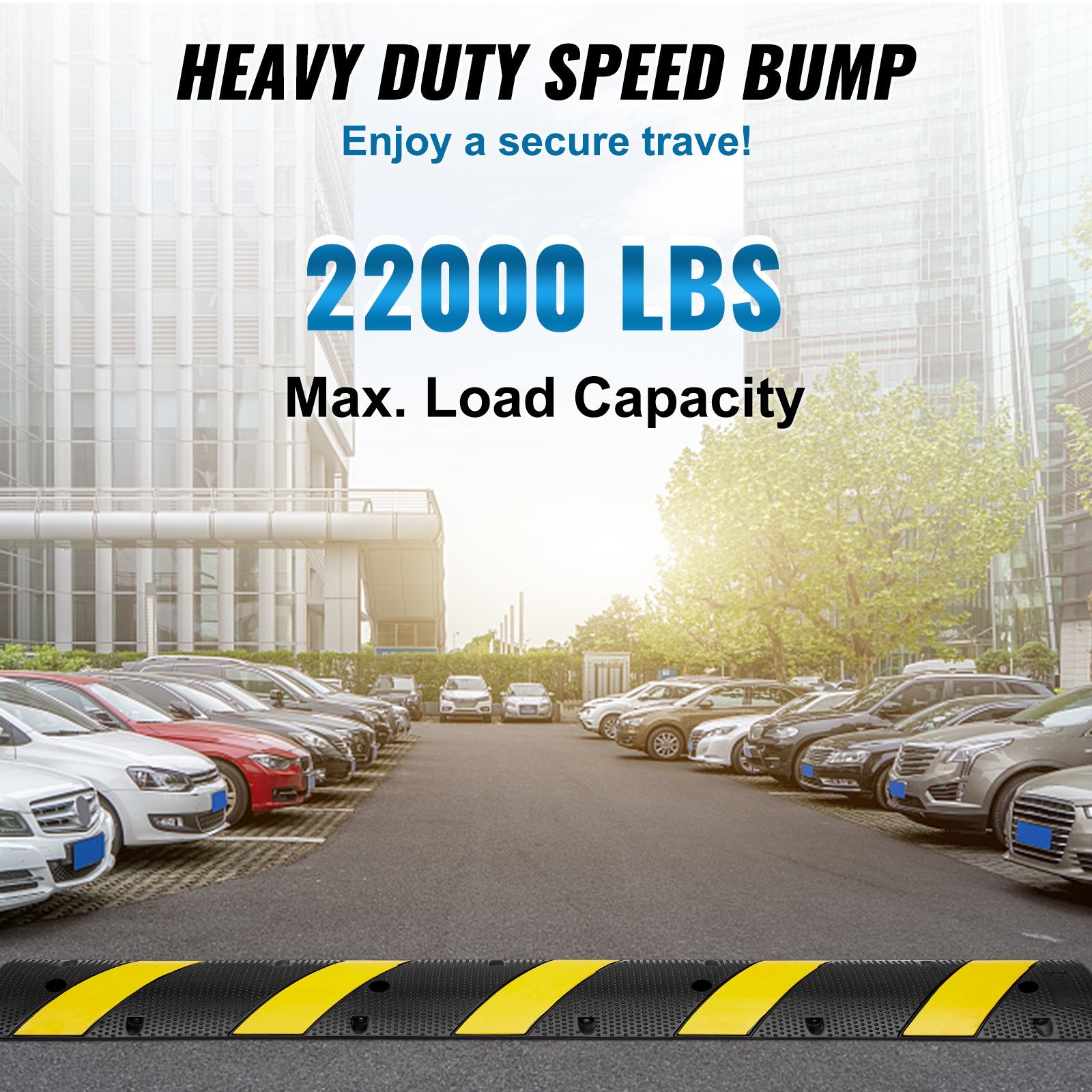 6 ft Rubber Speed Hump, 2 Channel, 10000 kg/axle Load Capacity Heavy Duty Traffic Speed Bump, with High V952-JSDDLBHQXJZTA4MA6V0