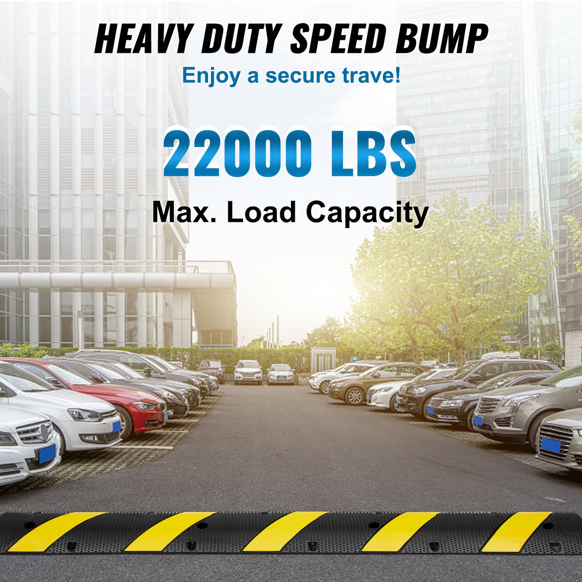 6 ft Rubber Speed Hump, 2 Channel, 10000 kg/axle Load Capacity Heavy Duty Traffic Speed Bump, with High V952-JSDDLBHQXJZTA4MA6V0