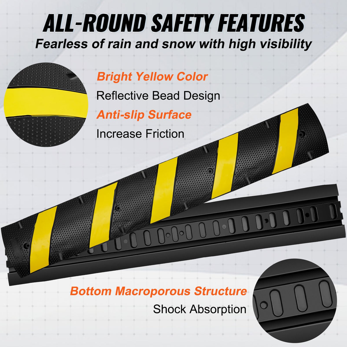 6 ft Rubber Speed Hump, 2 Channel, 10000 kg/axle Load Capacity Heavy Duty Traffic Speed Bump, with High V952-JSDDLBHQXJZTA4MA6V0