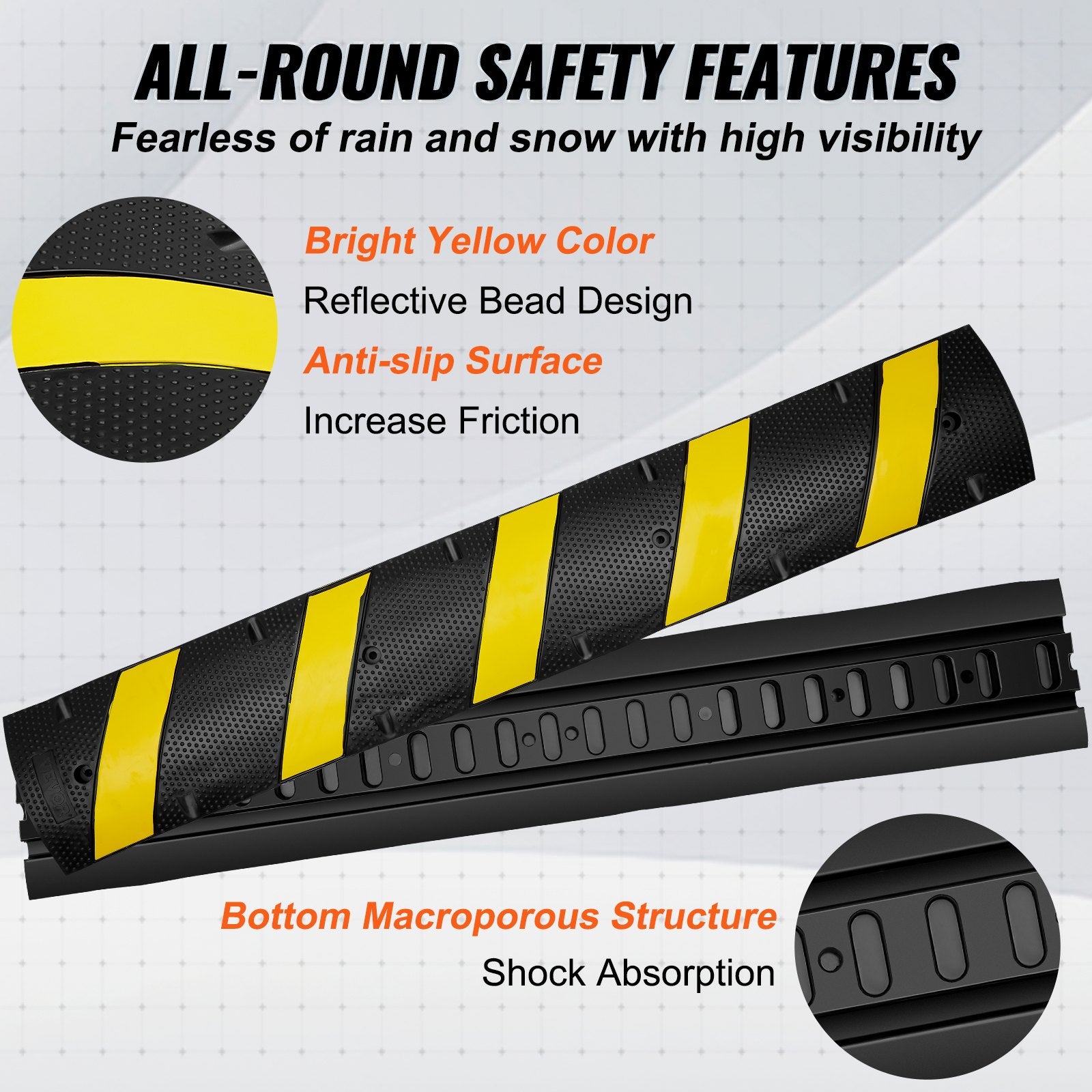6 ft Rubber Speed Hump, 2 Channel, 10000 kg/axle Load Capacity Heavy Duty Traffic Speed Bump, with High V952-JSDDLBHQXJZTA4MA6V0