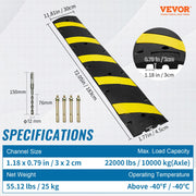 6 ft Rubber Speed Hump, 2 Channel, 10000 kg/axle Load Capacity Heavy Duty Traffic Speed Bump, with High V952-JSDDLBHQXJZTA4MA6V0
