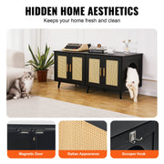 Cat Litter Box Enclosure Wooden Litter Box Furniture Hidden 2 Rooms Black V952-JSDMMSPWQ472J3GQVV0