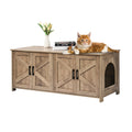 Cat Litter Box Enclosure Wooden Litter Box Furniture Hidden 2 Rooms Greige V952-JSDMMSPWQ472MXLF5V0