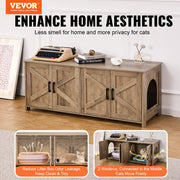 Cat Litter Box Enclosure Wooden Litter Box Furniture Hidden 2 Rooms Greige V952-JSDMMSPWQ472MXLF5V0