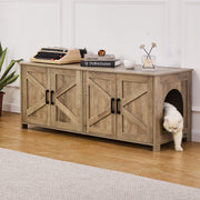 Cat Litter Box Enclosure Wooden Litter Box Furniture Hidden 2 Rooms Greige V952-JSDMMSPWQ472MXLF5V0