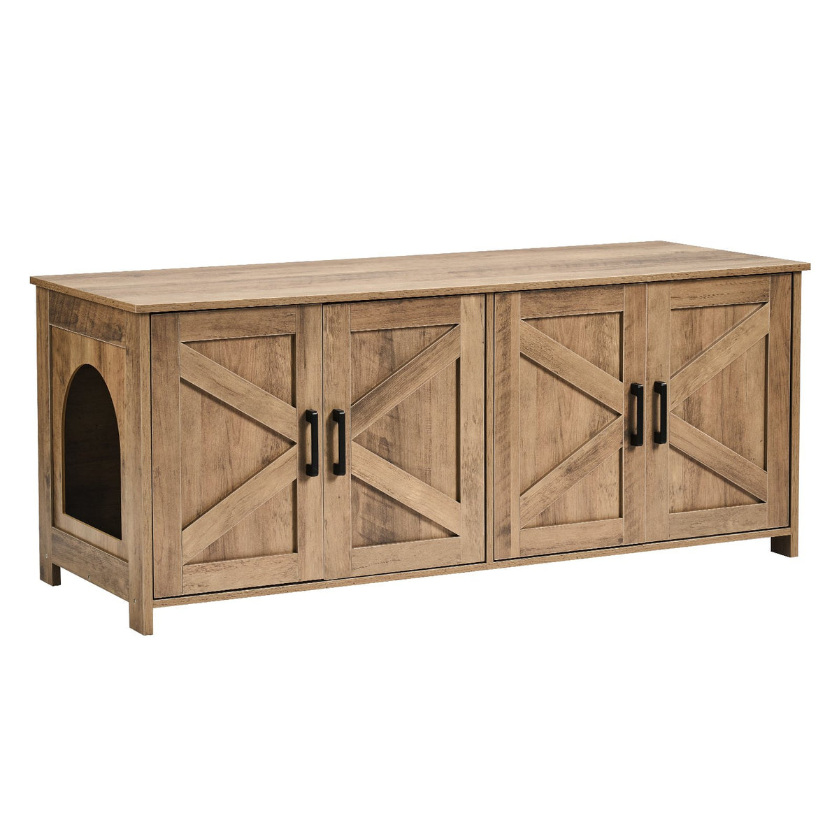 Cat Litter Box Enclosure Wooden Litter Box Furniture Hidden 2 Rooms Greige V952-JSDMMSPWQ472MXLF5V0
