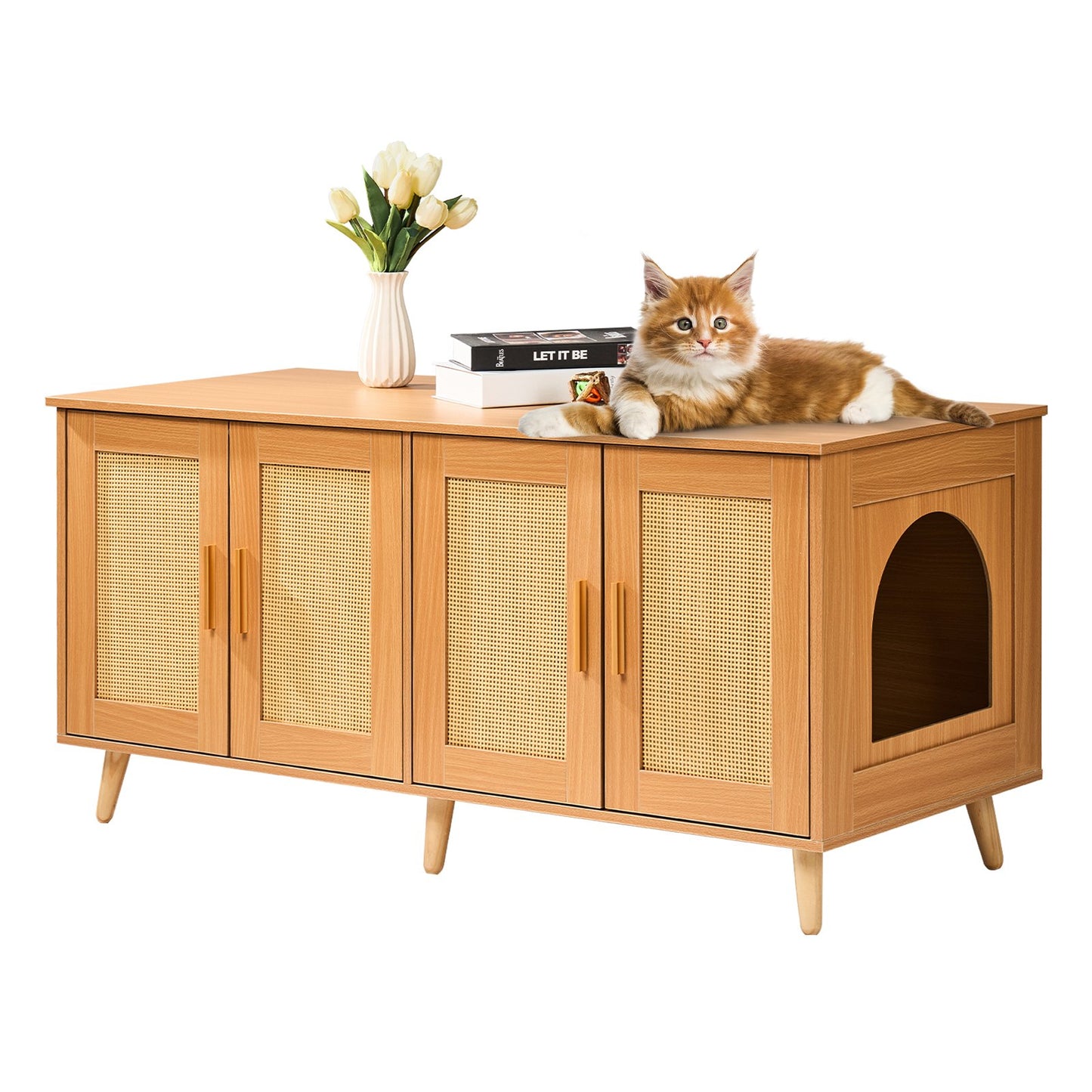 Cat Litter Box Enclosure Wooden Litter Box Furniture Hidden for 2 Cats V952-JSDMMSPWQ472W1G51V0