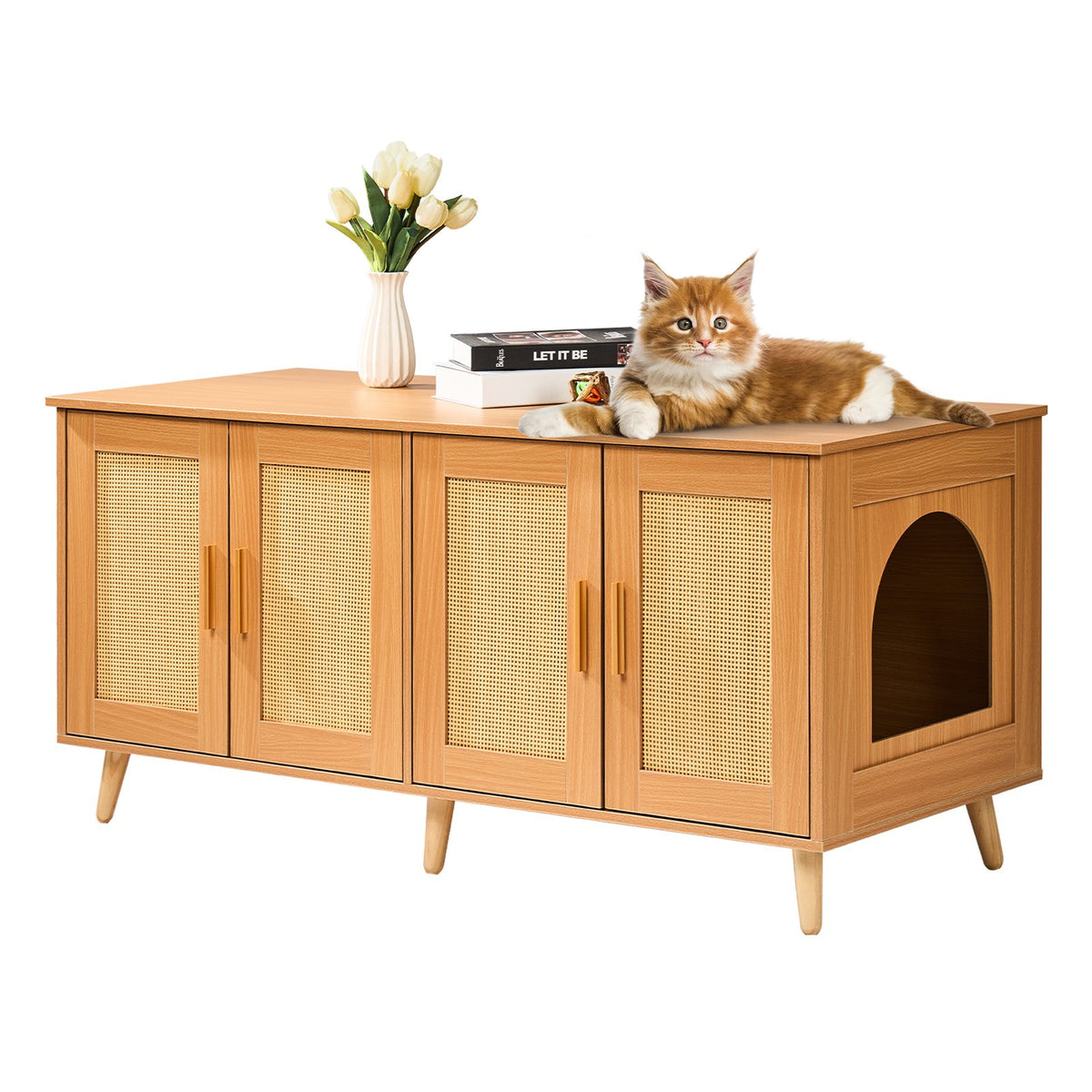 Cat Litter Box Enclosure Wooden Litter Box Furniture Hidden for 2 Cats V952-JSDMMSPWQ472W1G51V0