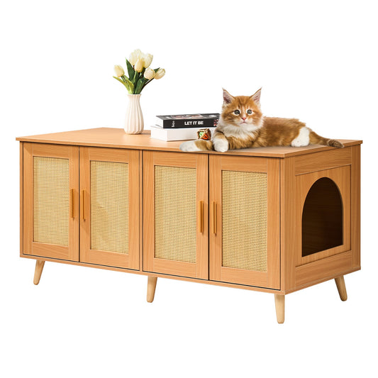 Cat Litter Box Enclosure Wooden Litter Box Furniture Hidden for 2 Cats V952-JSDMMSPWQ472W1G51V0