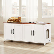 Cat Litter Box Enclosure for Multi Cats, 120 cm Hidden Litter Box Cabinet with 4 Doors & 2 Entries, Indoor V952-JSDMMSPWQ472Z9PLH002V0