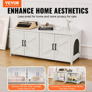 Cat Litter Box Enclosure Wooden Litter Box Furniture Hidden 2 Rooms White V952-JSDMMSPWQ472Z9PLHV0