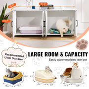 Cat Litter Box Enclosure Wooden Litter Box Furniture Hidden 2 Rooms White V952-JSDMMSPWQ472Z9PLHV0
