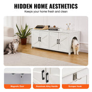 Cat Litter Box Enclosure Wooden Litter Box Furniture Hidden 2 Rooms White V952-JSDMMSPWQ472Z9PLHV0