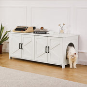 Cat Litter Box Enclosure Wooden Litter Box Furniture Hidden 2 Rooms White V952-JSDMMSPWQ472Z9PLHV0