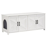 Cat Litter Box Enclosure Wooden Litter Box Furniture Hidden 2 Rooms White V952-JSDMMSPWQ472Z9PLHV0