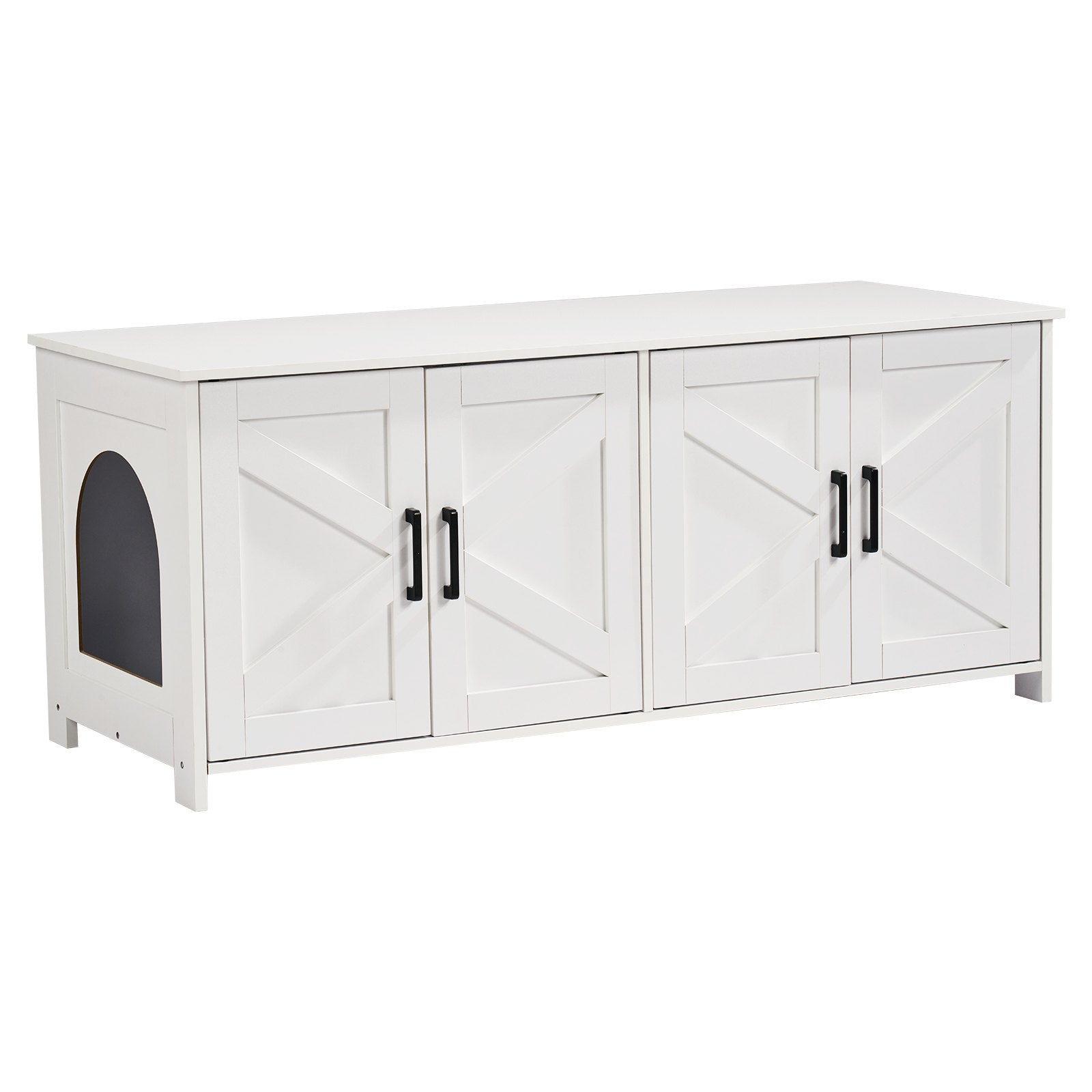 Cat Litter Box Enclosure Wooden Litter Box Furniture Hidden 2 Rooms White V952-JSDMMSPWQ472Z9PLHV0