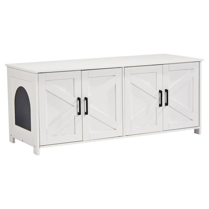 Cat Litter Box Enclosure Wooden Litter Box Furniture Hidden 2 Rooms White V952-JSDMMSPWQ472Z9PLHV0
