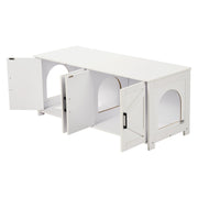 Cat Litter Box Enclosure Wooden Litter Box Furniture Hidden 2 Rooms White V952-JSDMMSPWQ472Z9PLHV0