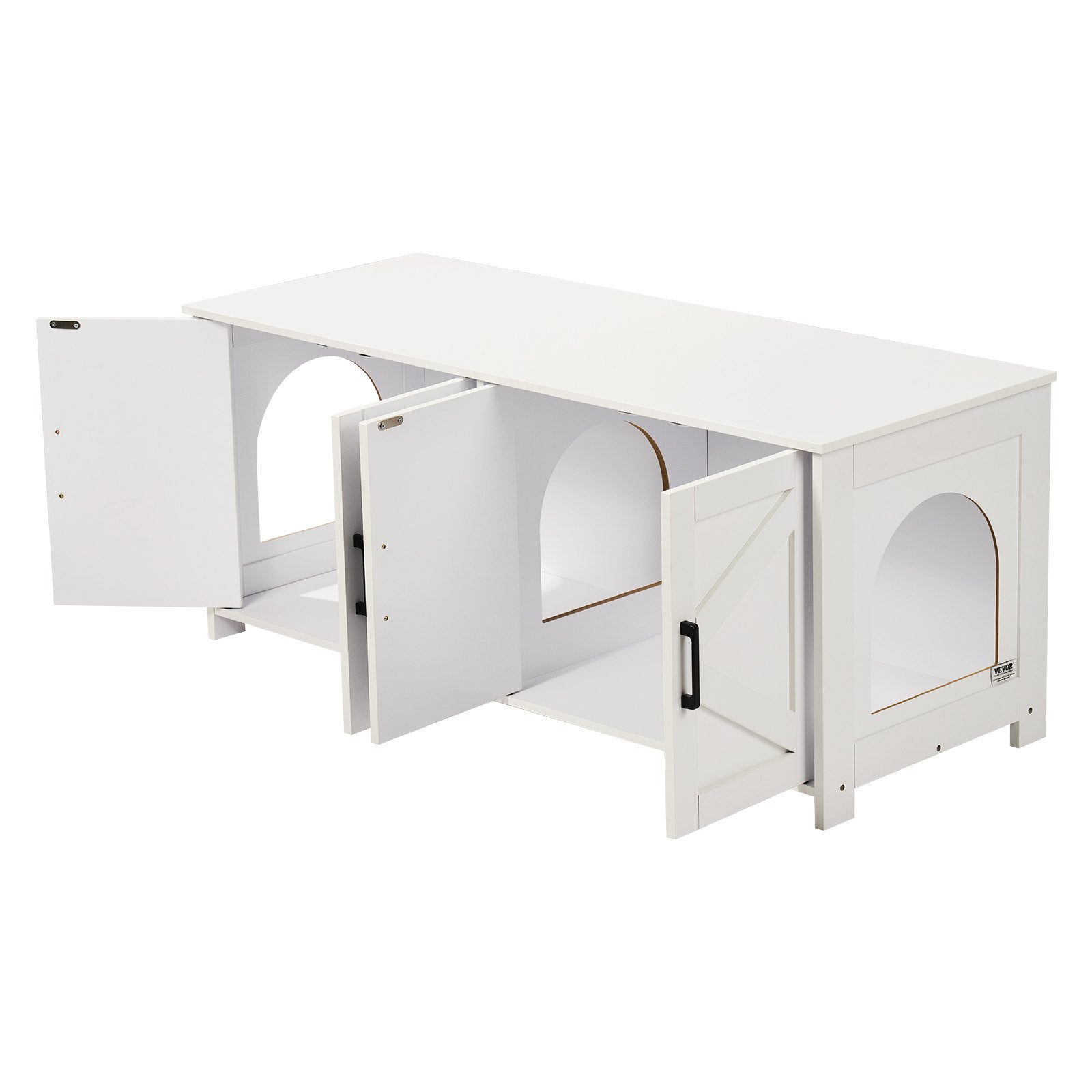 Cat Litter Box Enclosure Wooden Litter Box Furniture Hidden 2 Rooms White V952-JSDMMSPWQ472Z9PLHV0