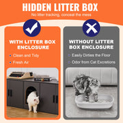 Cat Litter Box Enclosure Wooden Litter Box Furniture Hidden 57.9" Black V952-JSDMMSPWQ57IJ8E5FV0
