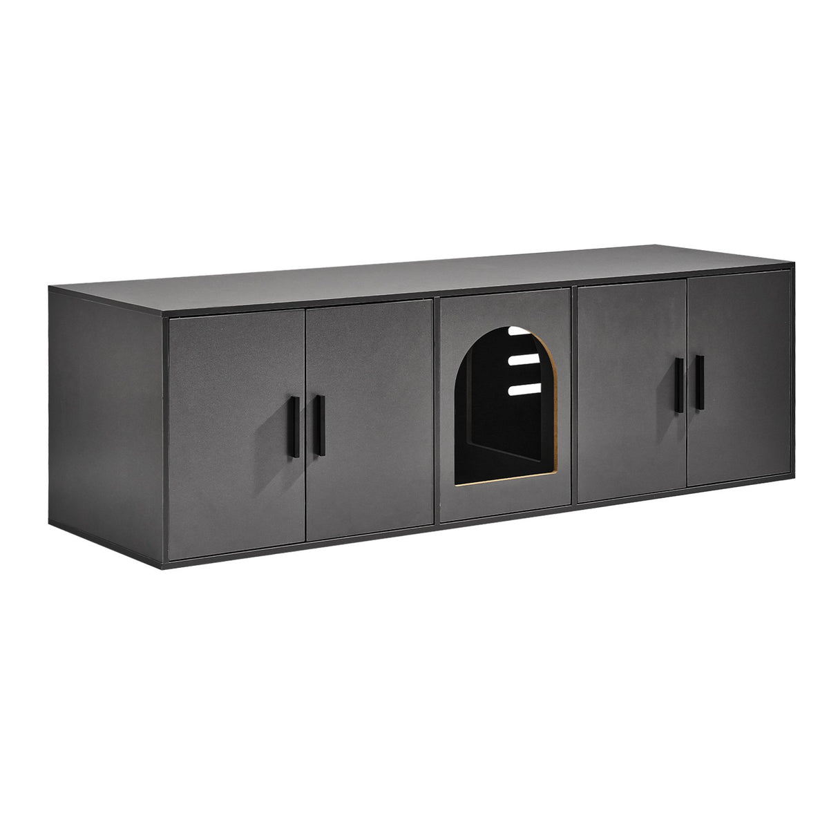 Cat Litter Box Enclosure Wooden Litter Box Furniture Hidden 57.9" Black V952-JSDMMSPWQ57IJ8E5FV0