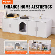 Cat Litter Box Enclosure Wooden Litter Box Furniture Hidden 57.9" White V952-JSDMMSPWQ57IKZ26TV0
