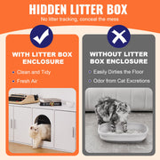 Cat Litter Box Enclosure Wooden Litter Box Furniture Hidden 57.9" White V952-JSDMMSPWQ57IKZ26TV0