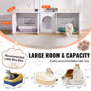 Cat Litter Box Enclosure Wooden Litter Box Furniture Hidden 57.9" White V952-JSDMMSPWQ57IKZ26TV0