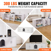 Cat Litter Box Enclosure Wooden Litter Box Furniture Hidden 57.9" White V952-JSDMMSPWQ57IKZ26TV0