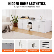 Cat Litter Box Enclosure Wooden Litter Box Furniture Hidden 57.9" White V952-JSDMMSPWQ57IKZ26TV0