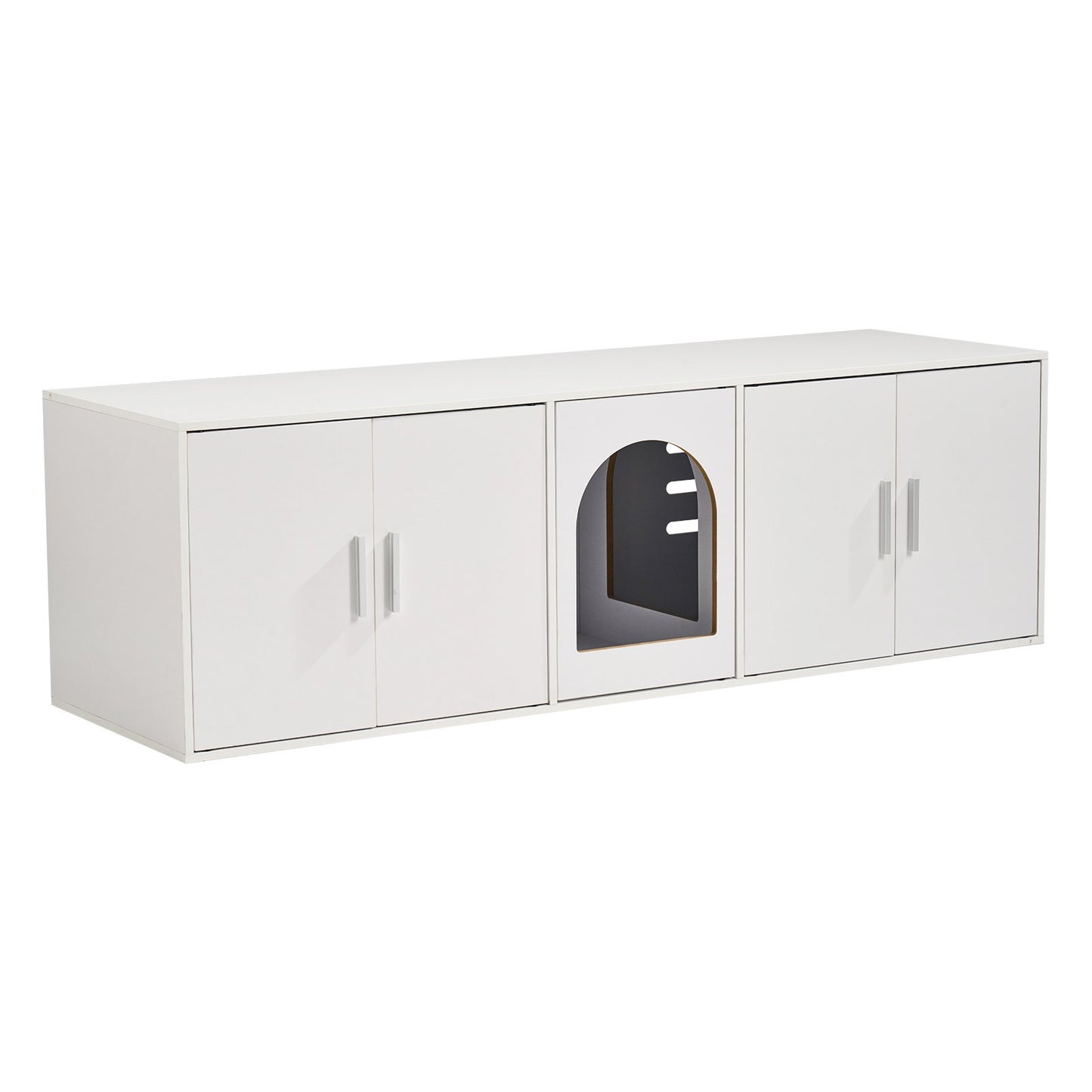 Cat Litter Box Enclosure Wooden Litter Box Furniture Hidden 57.9" White V952-JSDMMSPWQ57IKZ26TV0