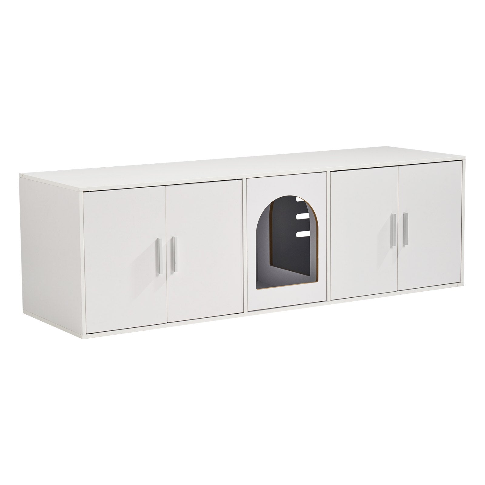 Cat Litter Box Enclosure Wooden Litter Box Furniture Hidden 57.9" White V952-JSDMMSPWQ57IKZ26TV0