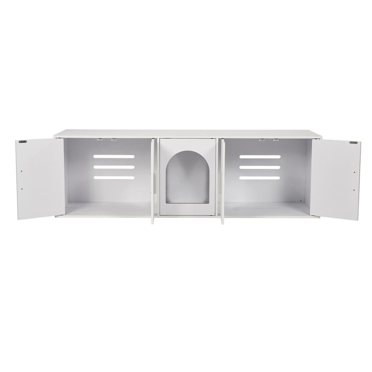 Cat Litter Box Enclosure Wooden Litter Box Furniture Hidden 57.9" White V952-JSDMMSPWQ57IKZ26TV0
