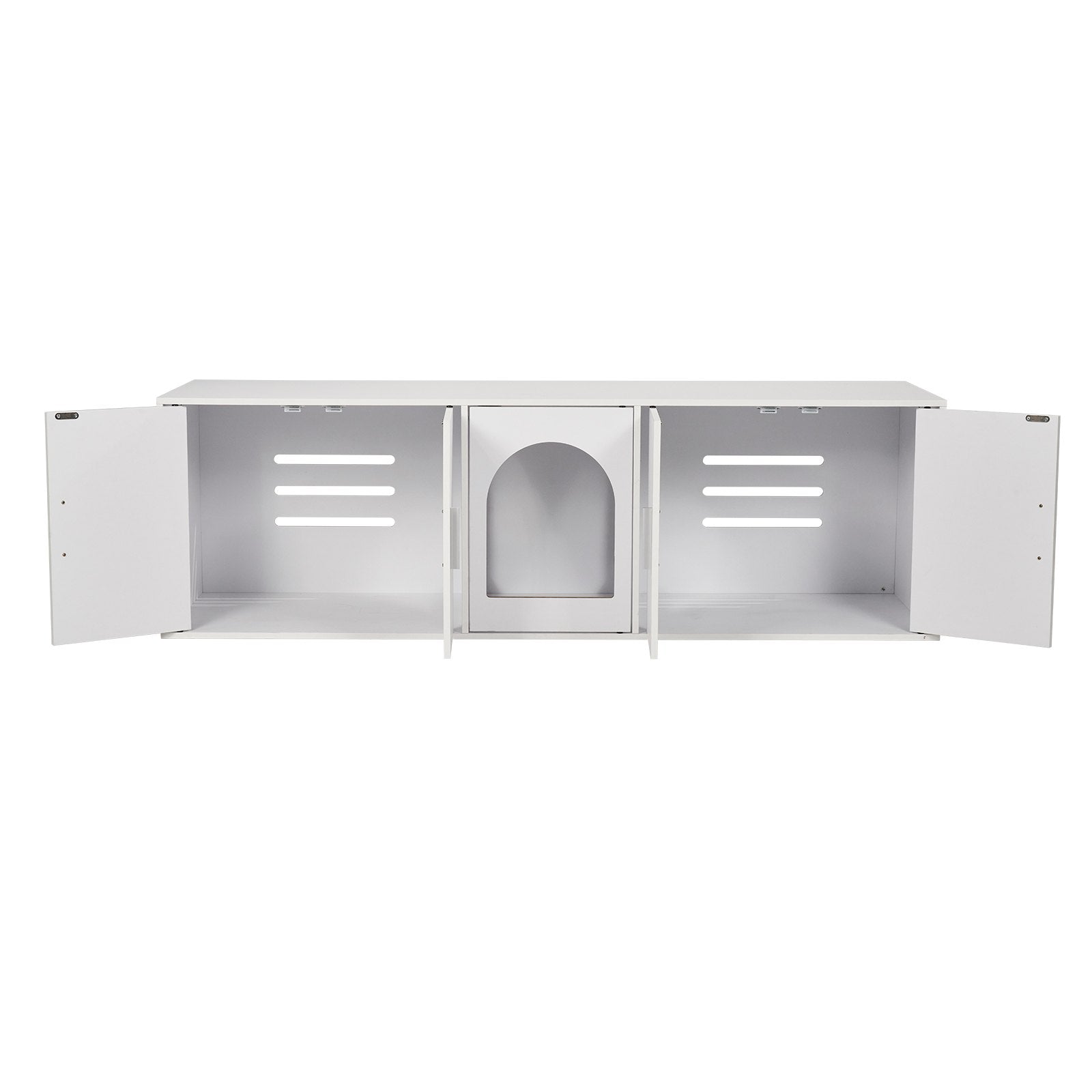 Cat Litter Box Enclosure Wooden Litter Box Furniture Hidden 57.9" White V952-JSDMMSPWQ57IKZ26TV0