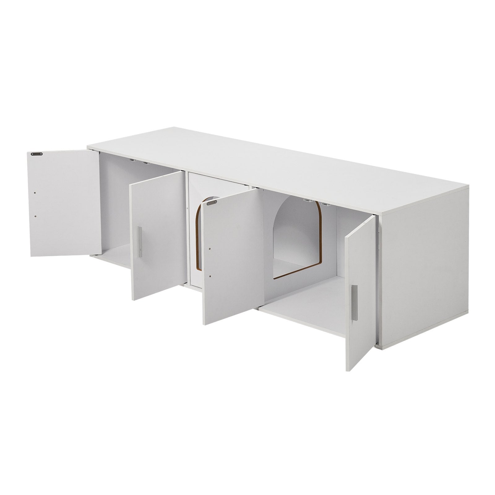 Cat Litter Box Enclosure Wooden Litter Box Furniture Hidden 57.9" White V952-JSDMMSPWQ57IKZ26TV0