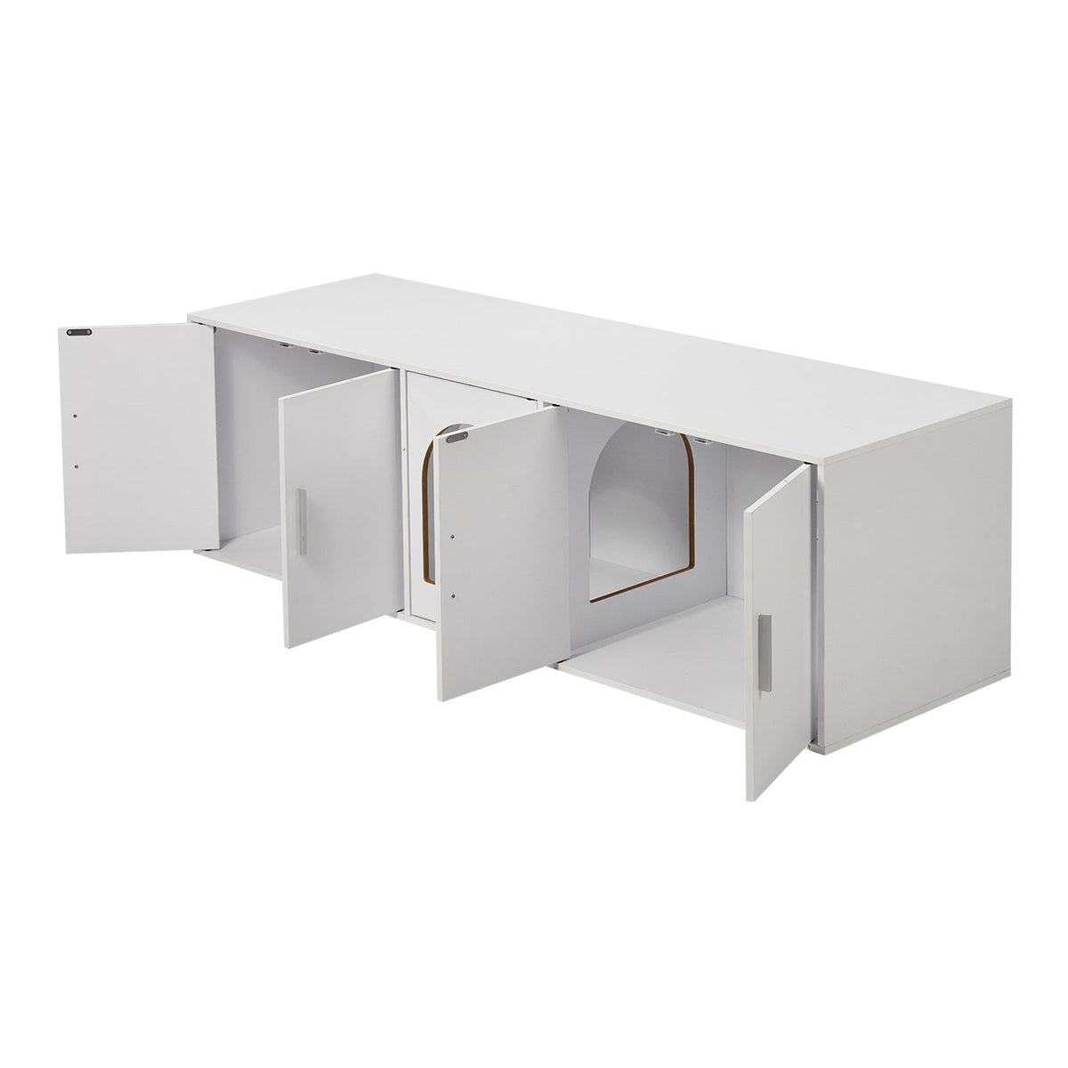 Cat Litter Box Enclosure Wooden Litter Box Furniture Hidden 57.9" White V952-JSDMMSPWQ57IKZ26TV0