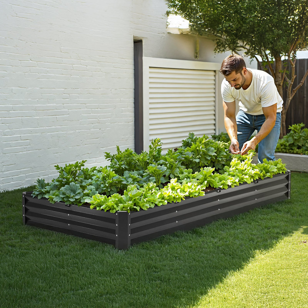 Metal Raised Garden Bed, 8 x 4 x 1 ft Outdoor Galvanized Planter Box, with Open Bottom, Large Planter Raised V952-JSFXZZC841FT6MVQ8V0