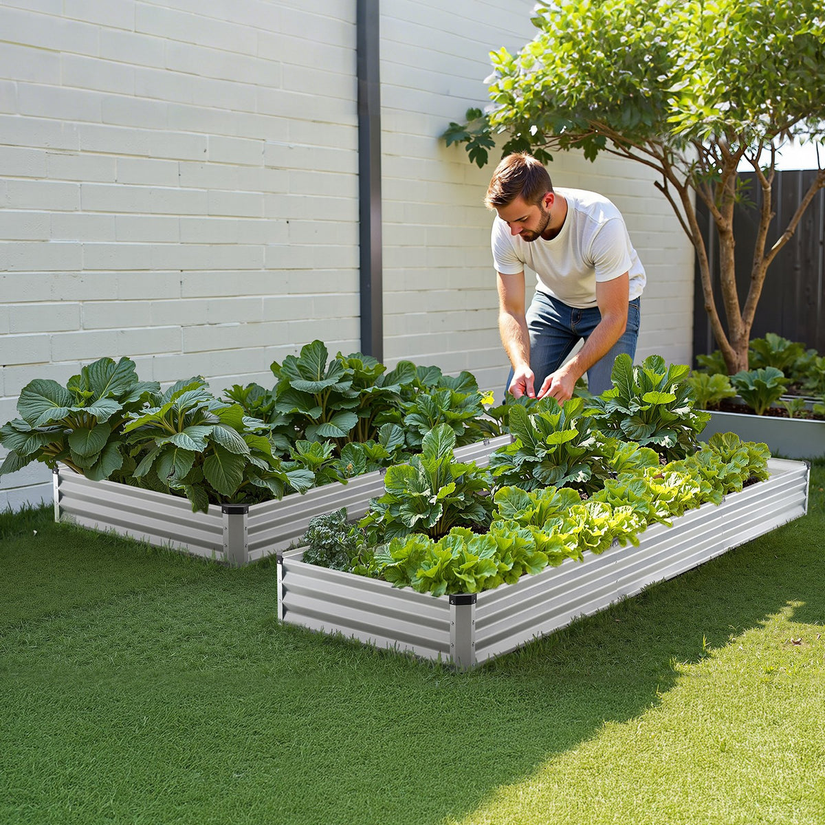 Metal Raised Garden Bed, 12 x 4 x 1 ft Outdoor Galvanized Planter Box, with Open Bottom, Large Planter Raised V952-JSFXZZCZFXDXNWRELV0