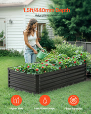 Metal Raised Garden Bed, 6 x 3 x 1.5 ft Outdoor Galvanized Planter Box, with Open Bottom, Large Planter V952-JSFXZZCZFXSHLZRC4V0