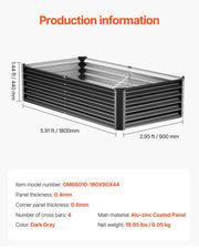 Metal Raised Garden Bed, 6 x 3 x 1.5 ft Outdoor Galvanized Planter Box, with Open Bottom, Large Planter V952-JSFXZZCZFXSHLZRC4V0