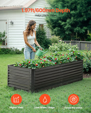 Metal Raised Garden Bed, 6 x 3 x 2 ft Outdoor Galvanized Planter Box, with Open Bottom, Large Planter Raised V952-JSFXZZCZFXSLG0SR1V0
